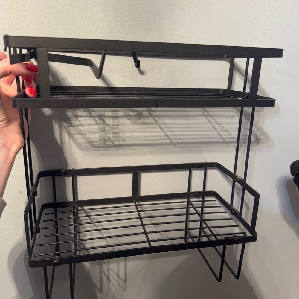 Black Metal Toilet Organizer Shelf